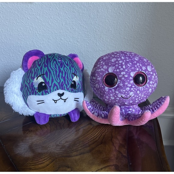 Ty Beanie Babies and Pikmi Pops Other - Ty Beanie Boo Legs the Purple Octopus and Pikmi Pops Jungle‎ the Tiger Plush